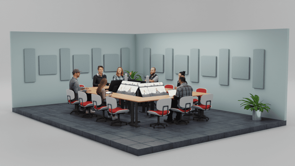 Large meeting room with 360° OWL Cameras for video conferencing